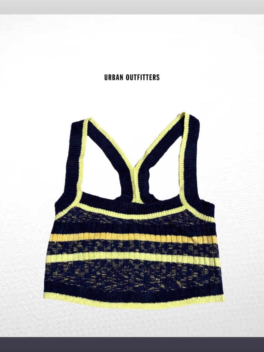 Urban Outfitters Navy & Yellow Striped Cropped Knit Tank